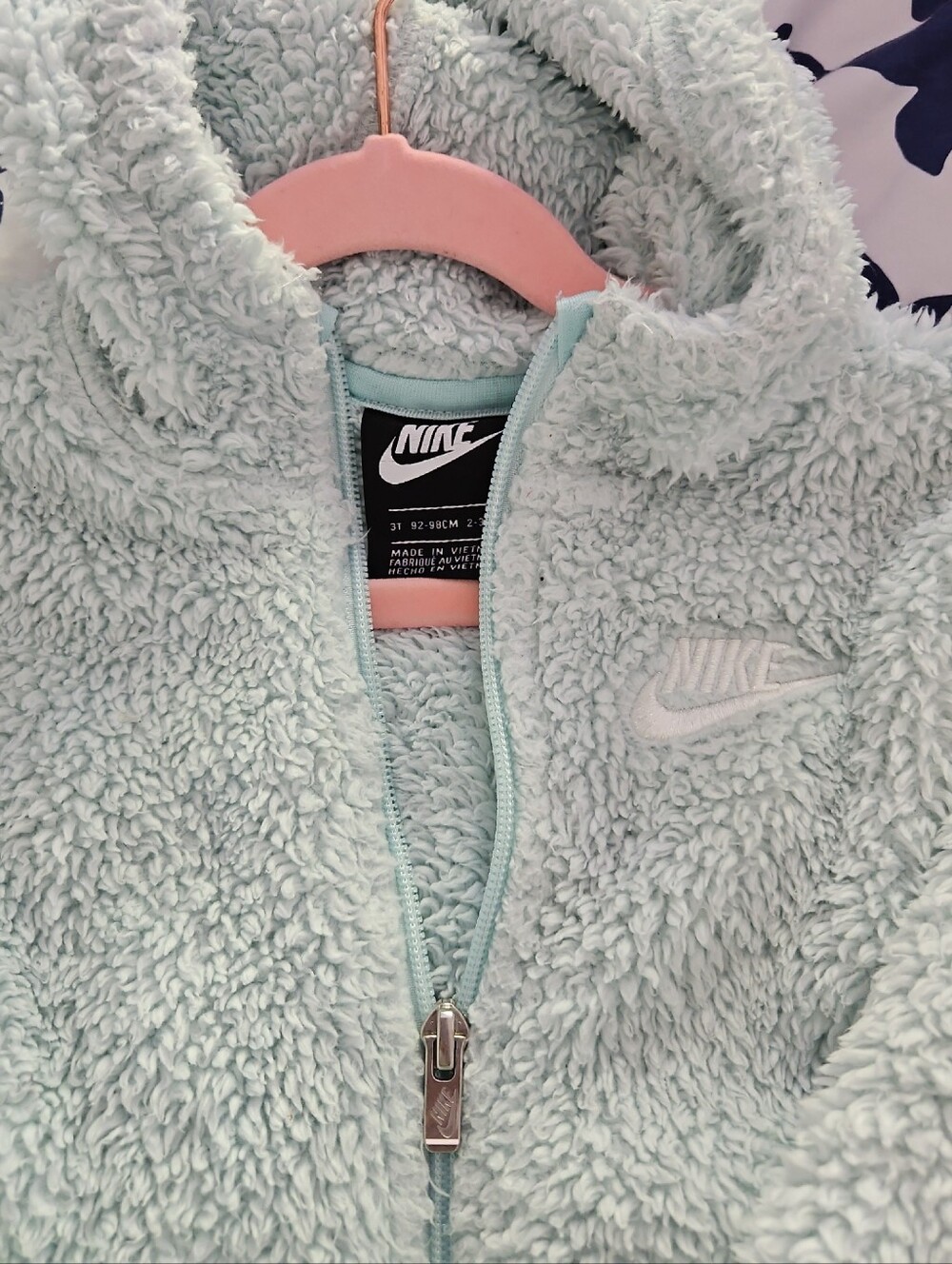 Nike Mint Green Sherpa Full-Zip Hoodie with Embroidered Swoosh